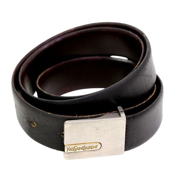 Yves Saint Laurent BLACK GENUINE LEATHER 1"Wd DRESS CASUAL MEN'S BELT Sz 32 (B90 - Picture 2 of 11